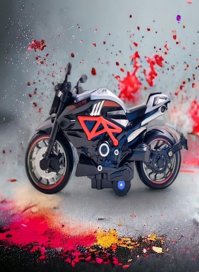 بلس بوينت دراجة نارية لعبة مصبوبة من المعدن من PLUSPOINT، نموذج مصغر، تعمل بالسحب للخلف، مصنوعة من سبيكة معدنية، تحاكي دراجة سوبربايك، خزان وقود من سبيكة معدنية، نماذج مشابهة، مناسبة أيضًا للوحة القيادة في السيارة، للأطفال والكبار - Image 3